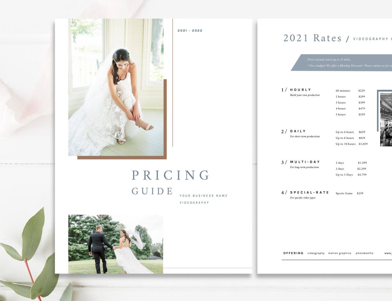 Videography pricing sheet