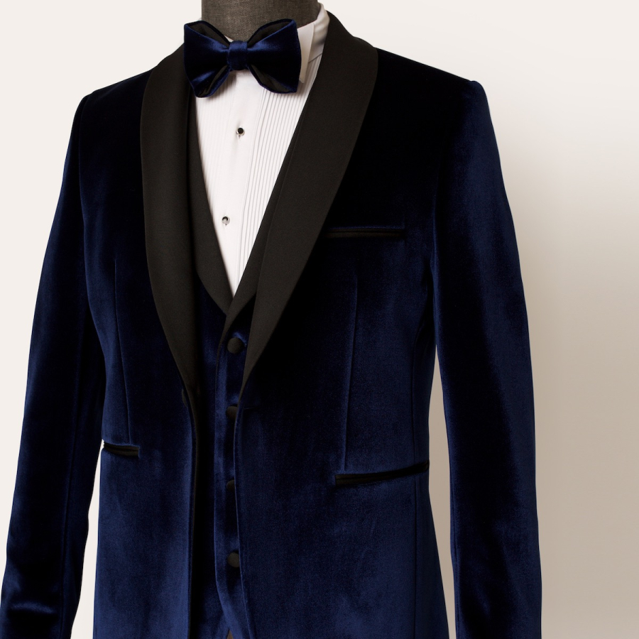 Navy velvet tuxedo jacket