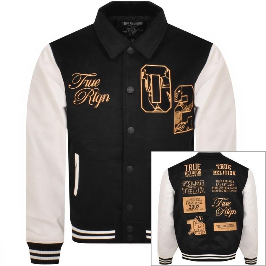 White and Red True Religion Varsity Jacket