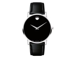 Movado Black Leather Watch Timeless Style