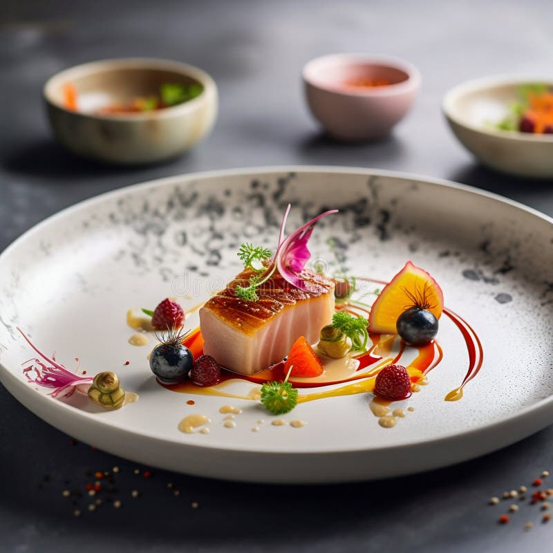 Beautifully Plated Gourmet Dish. Culinary Artistry and Presentation ... Beautifully Plated Gourmet Dish. Culinary Artistry and Presentation ...
